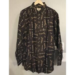 Woolrich Shirt Fish‎ Canoe Graphic Heavyweight Button Up Mens L New